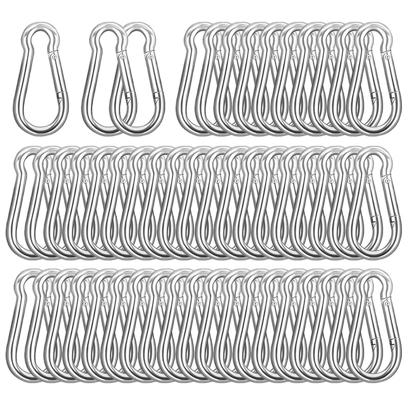 HANDRERLEE 2.36'' Carabiner Clips, 1/4 Inch Heavy Duty Galvanized Steel Spring Snap Hook, Small Carabiner Clip 260LBS Holding Capacity Quick Link Clip Keychain for Hammock Dog Leash & Camping Gym(40 PCS M6) - Image 1
